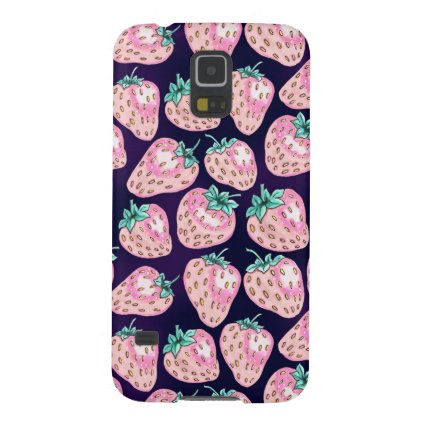 Pink Strawberry pattern on purple background Case For Galaxy S5