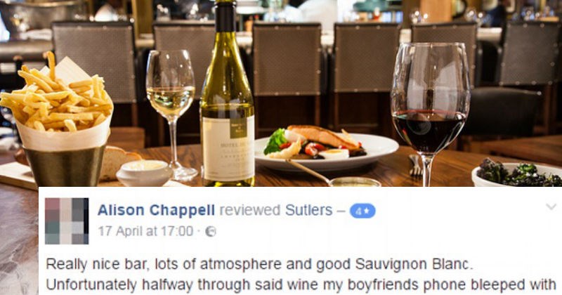 Woman leaves restaurant review about her cheating lying boyfriend on Facebook.