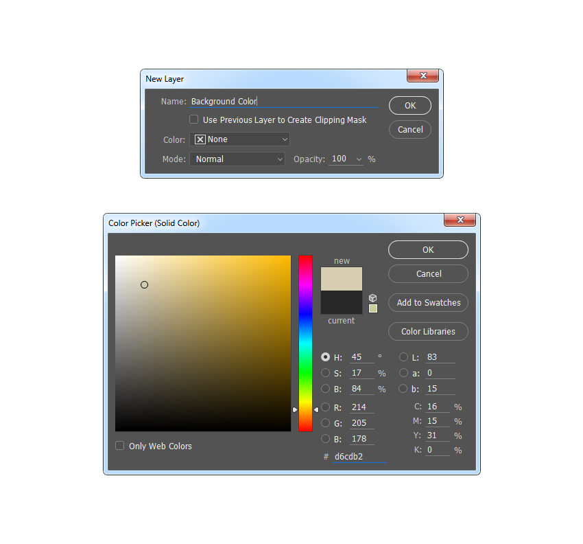 Creating new solid color fill layer