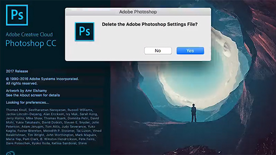 reset Photoshop preferences