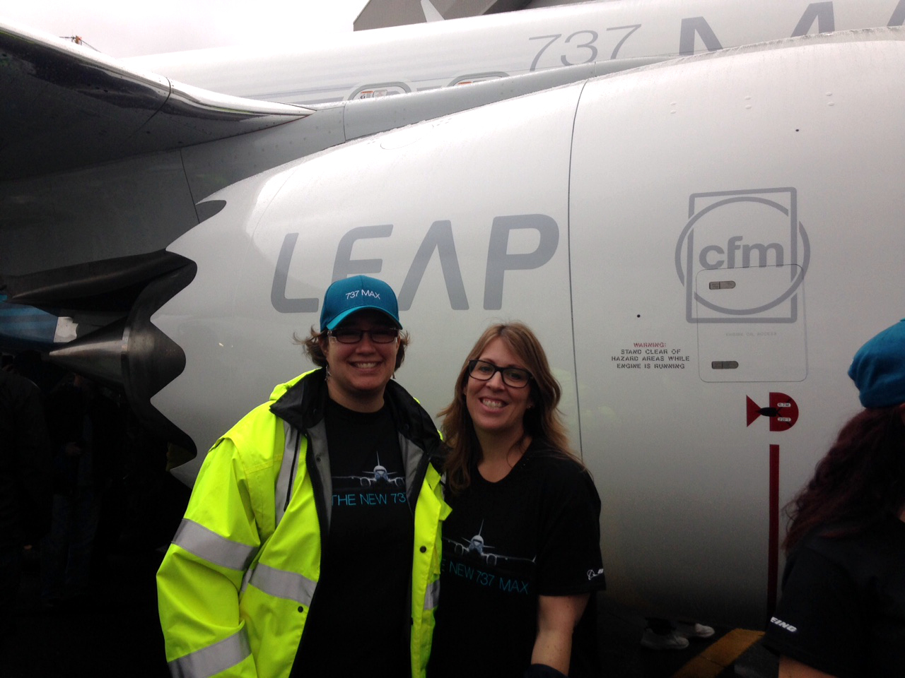 Cristina (right) and a GE field service engineer who is working in Seattle on the LEAP program. Image: