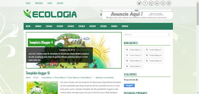 Template Blogger para blog Ecologia natureza