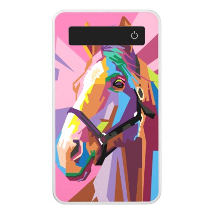 Colorful Pop Art Horse Portrait Power Bank
