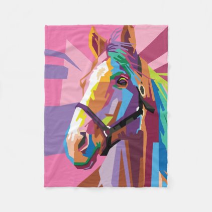 Colorful Pop Art Horse Portrait Fleece Blanket