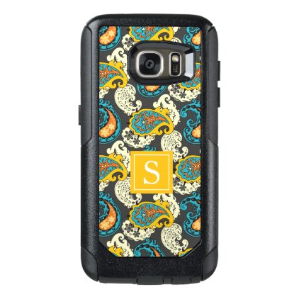 Elegant Monogram Filigree Paisley Swirls Turquoise OtterBox Samsung Galaxy S7 Case