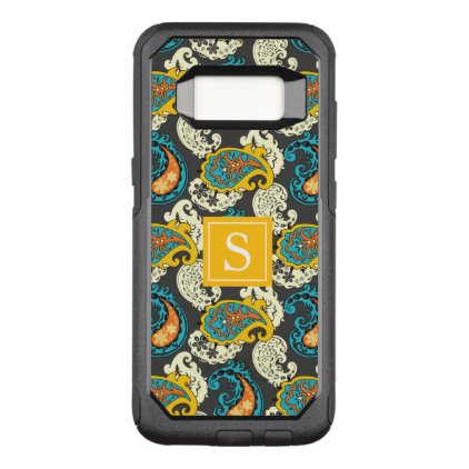 Elegant Monogram Filigree Paisley Swirls Turquoise OtterBox Commuter Samsung Galaxy S8 Case