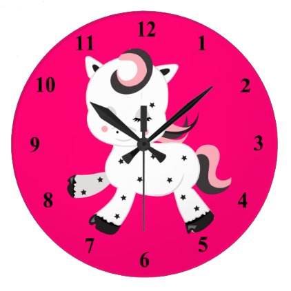 Kawaii Style Pony Theme Large Clock