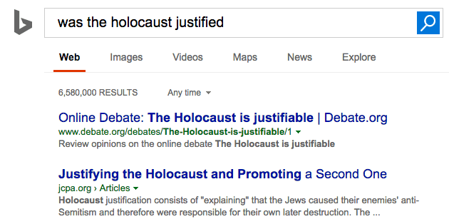 bing holocaust justified