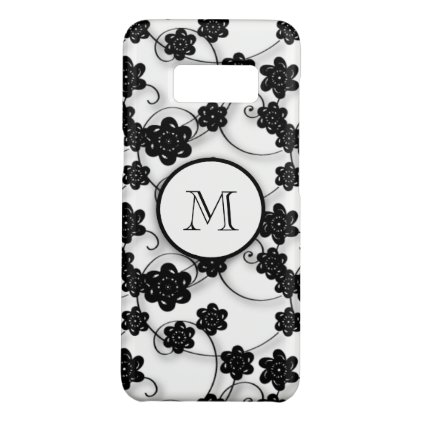 Cute Mod Black Flowers Pattern, Your Initial Case-Mate Samsung Galaxy S8 Case