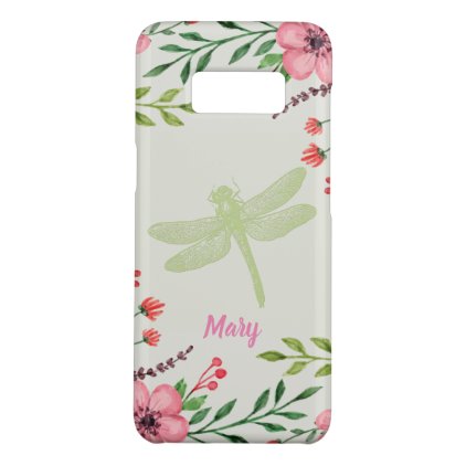 Monogramed Dragonfly And Flower Design Case-Mate Samsung Galaxy S8 Case