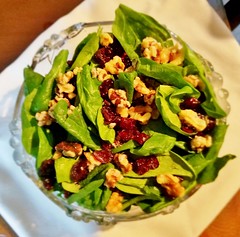 Spinach Salad with Cranberries and Candied Walnuts