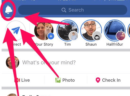 Facebook appears to have moved the Notifications icon from the bottom to the top of the mobile app for iOS.