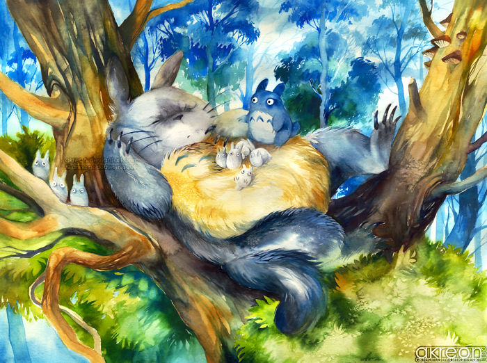 Totoro Watercolor Painting By Akreon