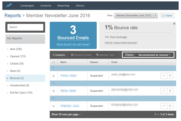 constant contact email bounce report example