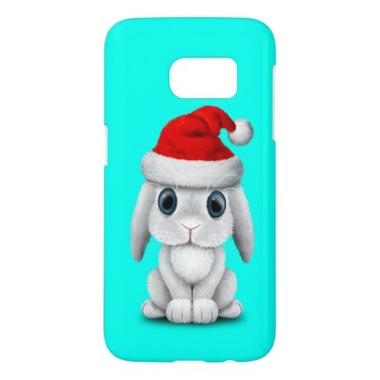 White Baby Bunny Wearing a Santa Hat Samsung Galaxy S7 Case
