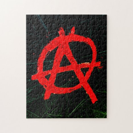 Grungy Red Anarchy Symbol Jigsaw Puzzle