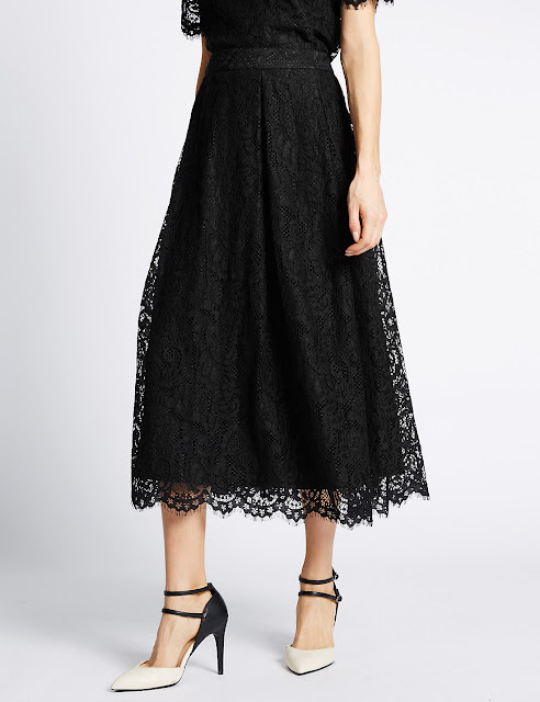 Marks and Spencer Cotton Blend Lace A Line Skirt