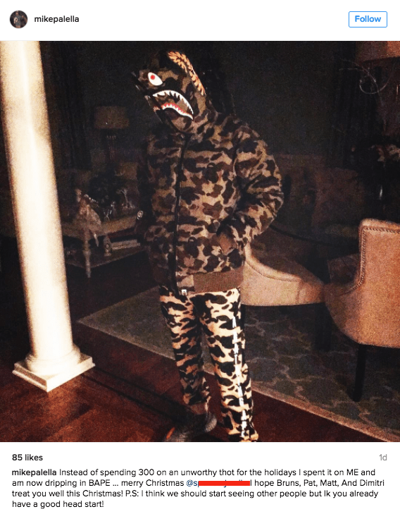 funny dating image guy blasts ex on instagram as a cheater and buys himself BAPE outfit