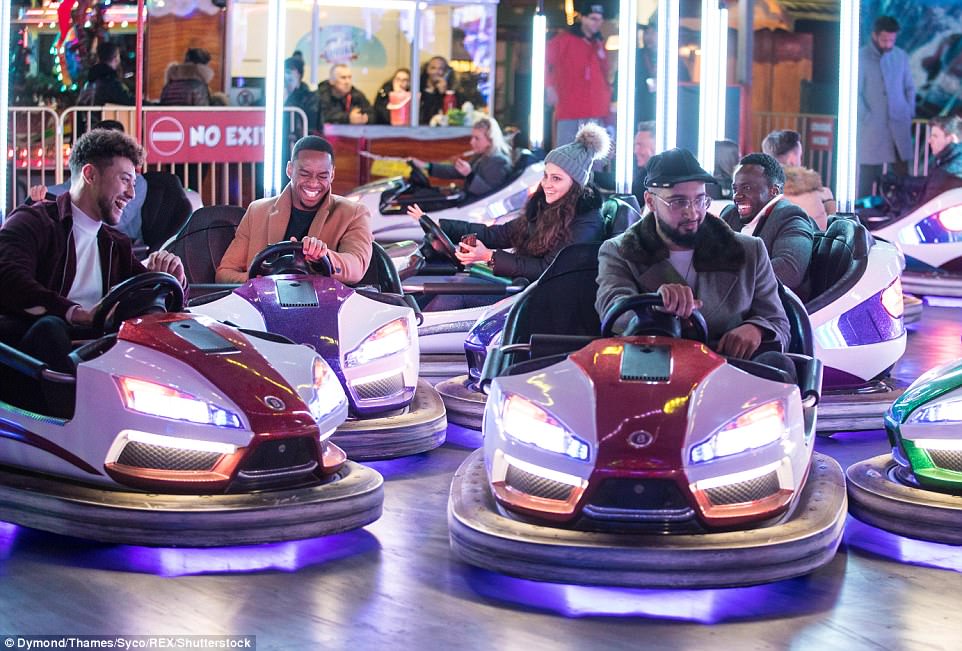 Having a ball: Rak-Su enjoyed some time away from rehearsals on the bumper cars
