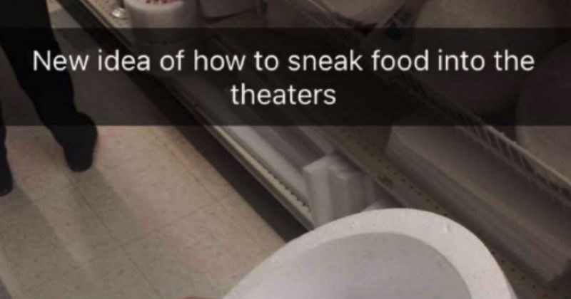 Woman gets caught on Snapchat sneaking tons of snacks into the movies, in an absolutely genius way.