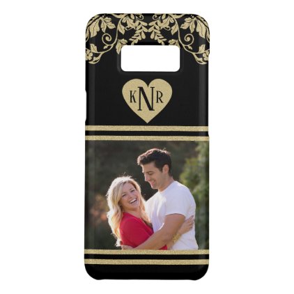 Monogram Gold Heart Damask with Photo Case-Mate Samsung Galaxy S8 Case