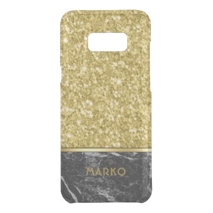 Faux Gold Glitter &amp; Black Marble Monogram Uncommon Samsung Galaxy S8+ Case
