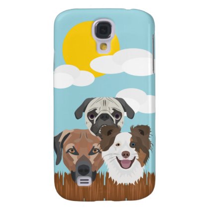 Illustration lucky dogs on a wooden fence samsung galaxy s4 case