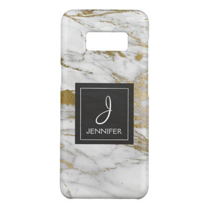 White and Gold Marble Elegant Monogram Case-Mate Samsung Galaxy S8 Case