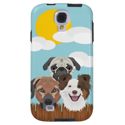 Illustration lucky dogs on a wooden fence galaxy s4 case
