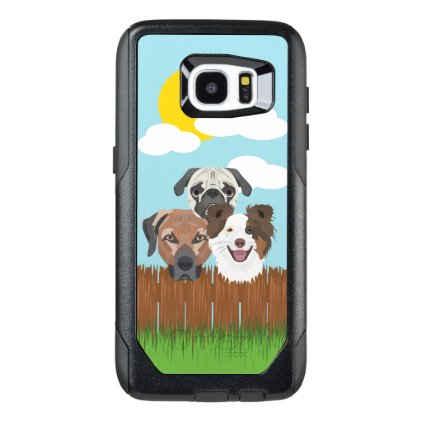Illustration lucky dogs on a wooden fence OtterBox samsung galaxy s7 edge case