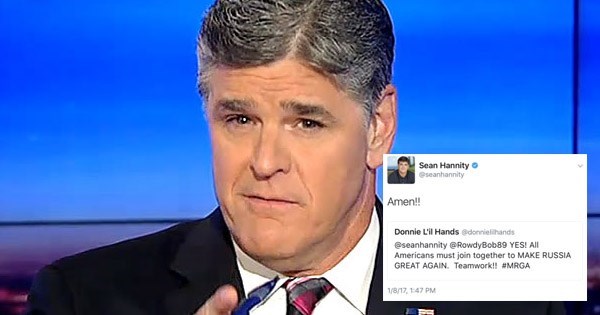 sean hannity accidentally retweets pro russia trump parody account on twitter