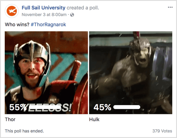 Facebook gif poll pop culture example