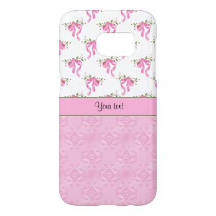 Romantic Pink Bows &amp; Pretty Pink Damask Samsung Galaxy S7 Case