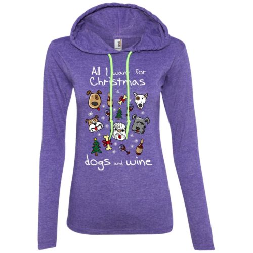 Dogs & Wine For Christmas Ladies’ Lightweight T-Shirt Hoodie