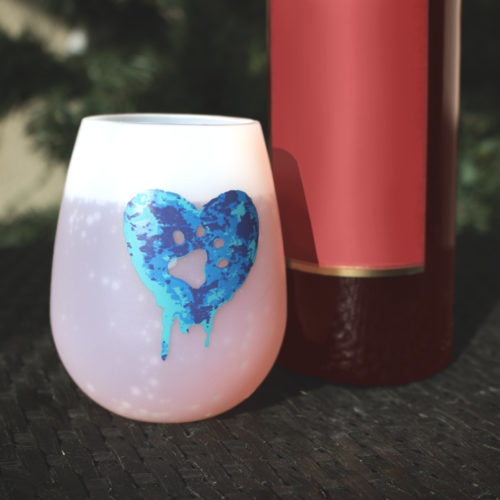Shatterproof Blue Heart Watercolor Paw Silicone Wine Cups (Set of 2)