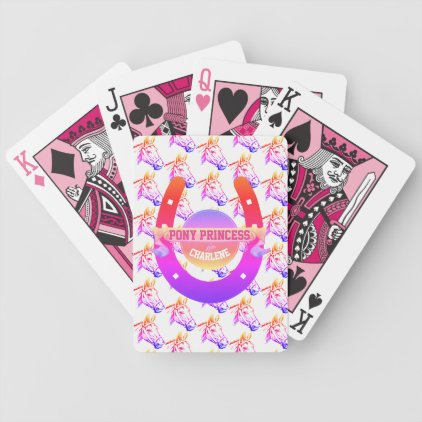 Personalized Cute Pink Modern Pony Bicycle Playing Cards