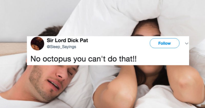 Girlfriend tweets out all the ridiculous things that her boyfriend says during his sleep.