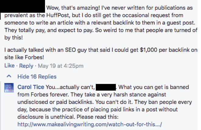 Sponsored content scandal - blogger thinks it's OK not to disclose pay