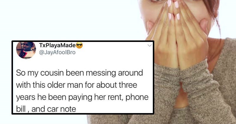 Guy tweets a crazy story about his cousin finding out that her sugar daddy is her biological father.