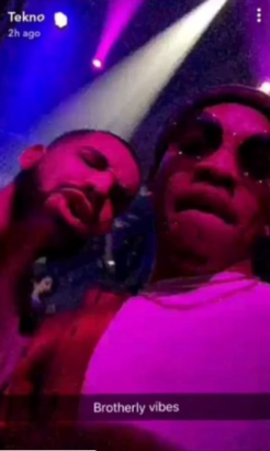See Tekno chilling with Drake at a show