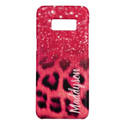Faux Pink Glitter Leopard Spots For Teen Girls Case-Mate Samsung Galaxy S8 Case