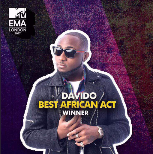 Davido wins MTV EMA Best African Act 2017