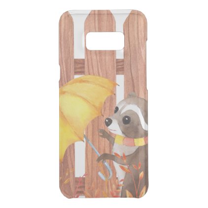 racoon with umbrella walking by fence uncommon samsung galaxy s8+ case