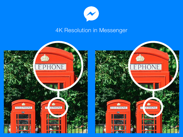 Facebook Messenger users in select countries can now send and receive photos at 4K resolution.