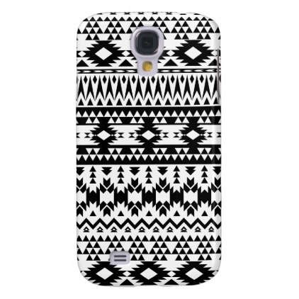 Black and White Aztec geometric vector pattern Samsung S4 Case