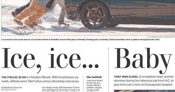 newspaper makes vanilla ice joke through layout
