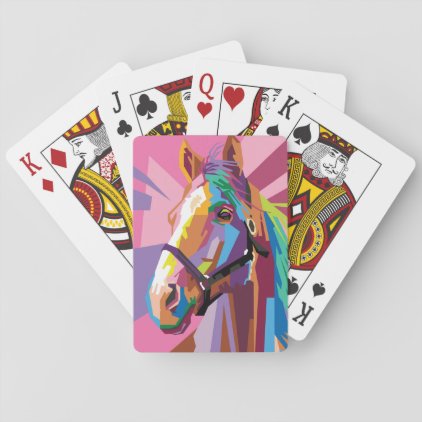 Colorful Pop Art Horse Portrait Playing Cards