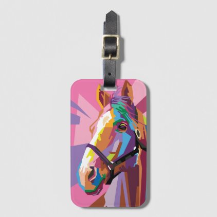 Colorful Pop Art Horse Portrait Bag Tag