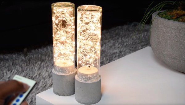 DIY concrete lamps with LED string lights