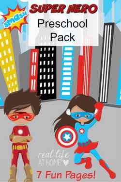 Have a superhero loving preschooler? Enjoy this free superhero printables packet! {instant download, no need to sign up for a mailing list!}